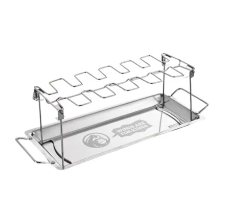 Suport cu tava pentru pulpe Mountain Grillers, otel inoxidabil, argintiu, 44,4 x 13,9 x 16,5 cm