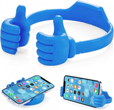 Suport universal pentru telefon Kinizuxi, silicon/plastic, albastru, 12 x 16 cm - Img 1