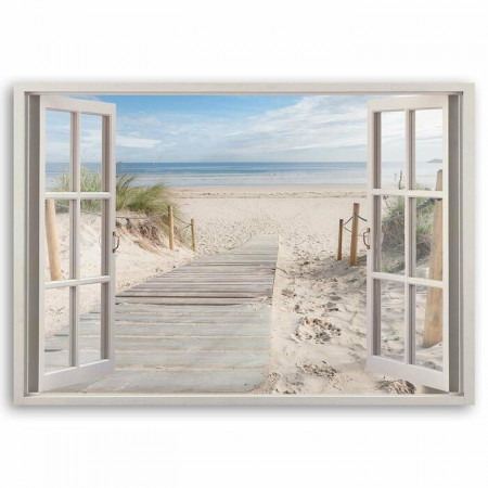 Tablou Canvas „Window to the Beach”, 60 x 90cm - Img 1