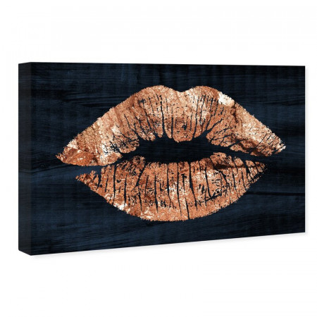 Tablou pe pânză învelită &#039;Solid Kiss Copper Navy&#039;, 76,2cm H x 114,3cm W x 3,8cm D - Img 1