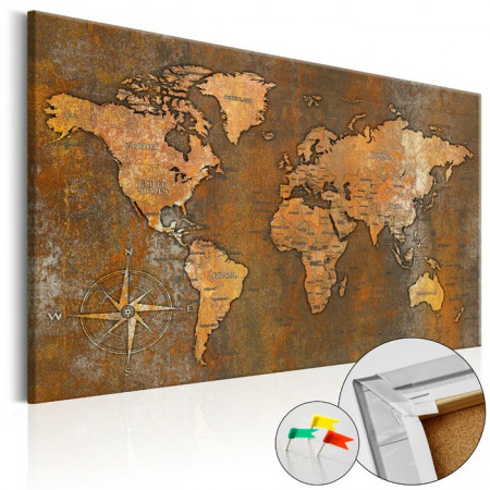 Tablou Rusty World, lemn, maro, 80 x 120 x 1,4 cm - Img 1
