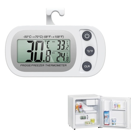 Termometru digital pentru frigider Baosroy, otel inixidabil/ABS, alb, 88 x 20 x 46 mm