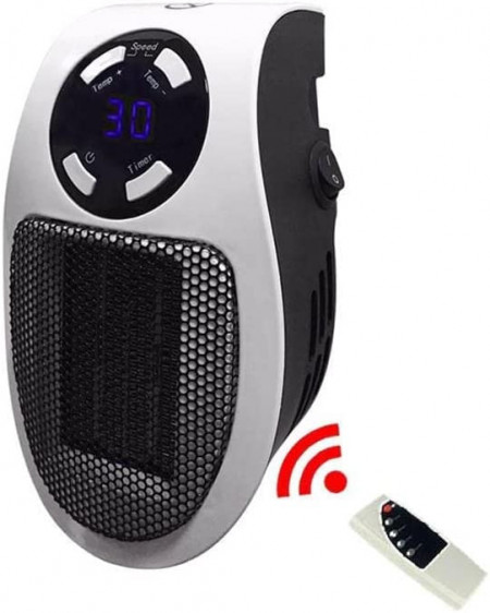 Ventilator cu incalzitor cu telecomanda si termostat CUIFULI, 500 W, alb/negru, 18 x 11 x 11 cm - Img 1