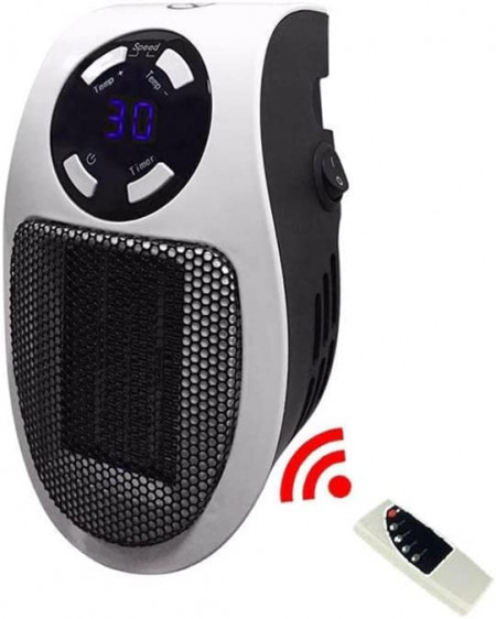 Ventilator cu incalzitor cu telecomanda si termostat CUIFULI, 500 W, alb/negru, 18 x 11 x 11 cm