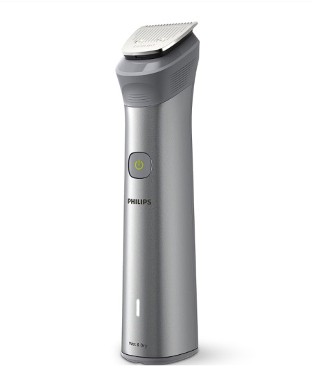 Aparat de tuns barba si parul 12 in 1 PHILIPS Multigroom All in One MG5940/15, tehnologie BeardSense, lame din otel cu auto-ascutire, 11 setari de lungime, rezistent la apa, husa, Negru / Argintiu, Resigilat, Grad A