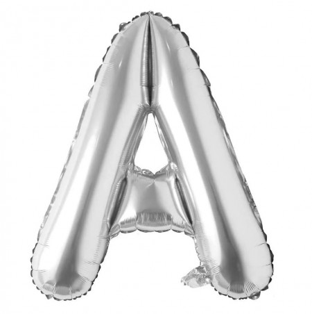 Balon aniversar Maxee, litera A, argintiu, 40 cm