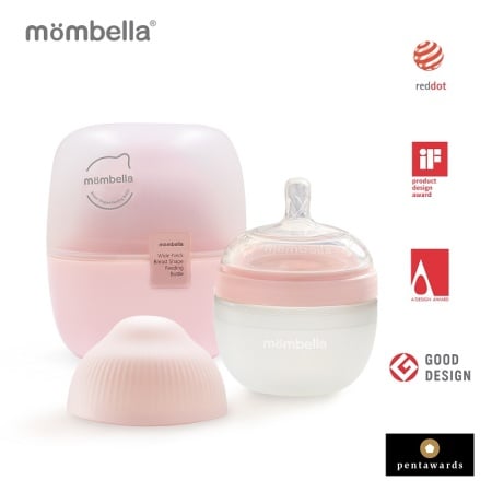 Biberon Anticolici Mombella Breast-Like, 120ml, Tetina S flux lent, 100% Silicon, Old Roze