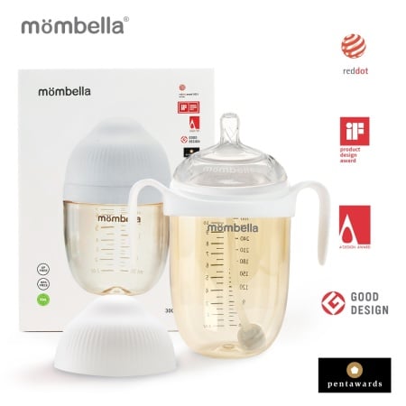 Biberon Anticolici Mombella Breast-Like, 300ml, Tetina 360Ãƒâ€šÃ‚Â° XL Flux Consistent, PPSU, Ivory