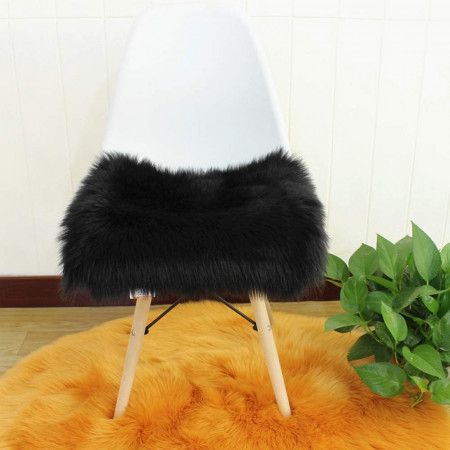 Blanita pentru scaun Martin Kench, blana artificiala, negru, 50 x 50 cm