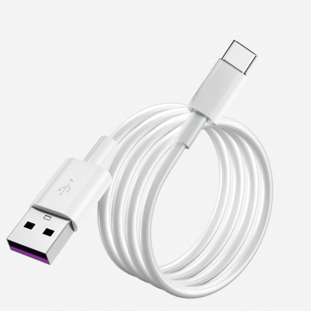 Cablu compatibil cu diferite modele de telefoane cu interfata USB-C Runzexin, plastic, alb, 1 m