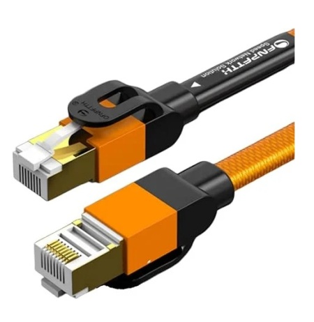 Cablu de retea Cat 7 Ofnpftth, 10Gbps/600MHz nailon, portocaliu/negru, 1 m