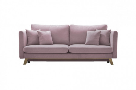 Canapea extensibilă Triplo cu 3 locuri, din catifea roz - Img 1
