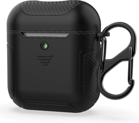 Carcasa de protectie pentru AirPods 1/2 ORETech, silicon/PC, negru