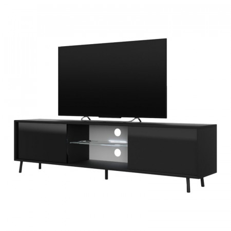 Comoda TV Lefyr, MDF, negru, 140 x 40,5 x 31,3 cm - Img 1