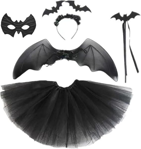 Costum de Halloween pentru copii Alaiyaky, textil/plastic, negru 5 piese