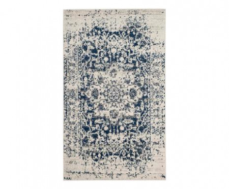 Covor Merryl, textil, crem/albastru inchis, 91 x 152 cm
