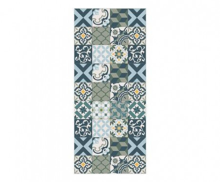 Covor Sabate, textil, albastru/alb/verde, 48 x 97 cm