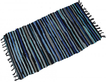 Covoras traditional Famibay, bumbac, albastru/negru, 60 x 120 cm