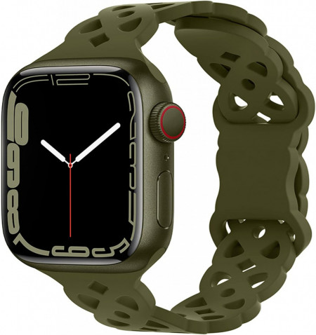 Curea compatibila cu Apple Watch Nepfaivy, silicon, verde - Img 1