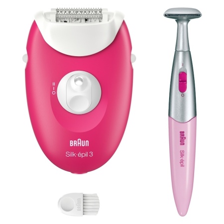 Epilator Braun Silk-épil 3 3-202, MicroGrip, Smart Light, 20 de pensete, 2 viteze, Trimmer, Fucsia, Resigilat, Grad A - Img 1