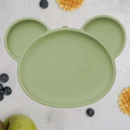 Farfurie din silicon cu ventuza, AppeKids, Panda - Raw Green