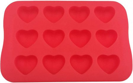 Forma pentru cuburi de gheata HEIGOO, silicon, inima, rosu, 16 x 10,5 x 1,6 cm - Img 1