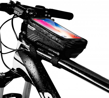 Geanta/suport telefon pentru bicicleta Niluoya, fibra de carbon, negru, 10,49 x 17,98 cm