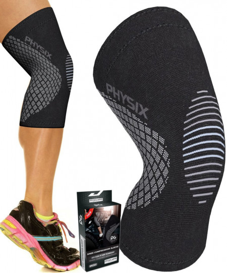 Genunchiera Physix Gear Sport, nailon/latex, negru/gri, L