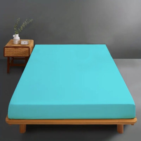 Husa de pat din bumbac 100%, tricot, bleu, 140x200 cm