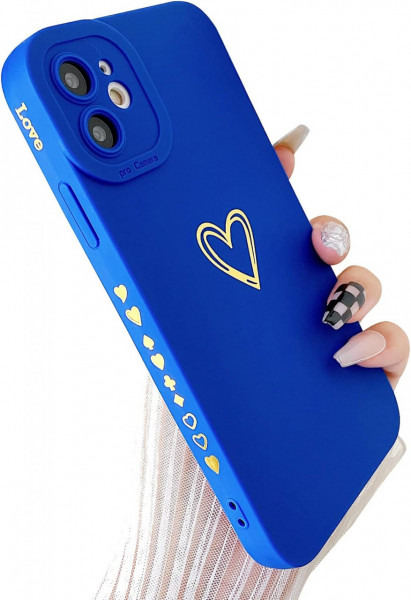 Husa de protectie pentru iPhone 11 SmoBea, silicon, albastru inchis/auriu, 6,1 inchi