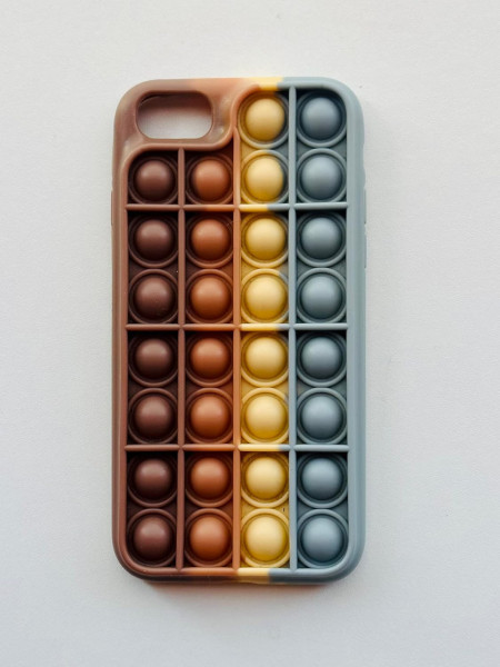Husa de protectie pentru iPhone 7/8/SE 2020 Pop it KinderPub, silicon, maro/galben/albastru, 4.7 inchi
