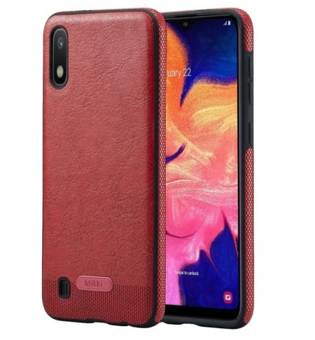 Husa slim pentru Samsung Galaxy A10 Sibada, TPU/piele, rosu inchis, 6,2 inchi