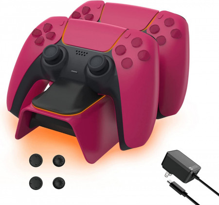 Incarcator controler PS5 NexiGo, USB, pentru Playstation 5, rosu
