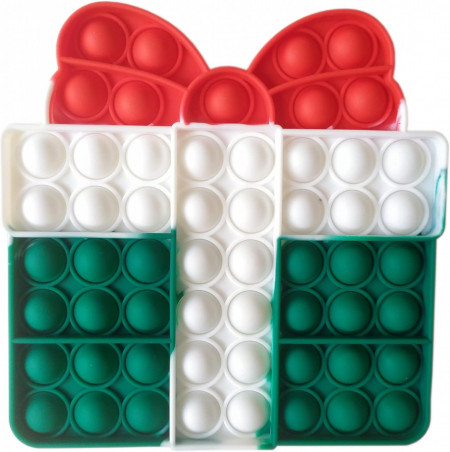 Jucarie anti-stres pentru copii Desconocido, model cadou, silicon, verde/alb/rosu, 15,5 x 15,5 cm