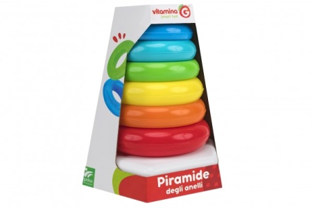 Jucarie bebe Piramida Turn cu 6 inele Globo Vitamina G multicolore