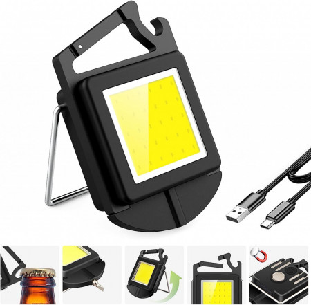 Lanterna cu breloc Acdolf, USB, 4 moduri, 500 lumeni, ABS/metal, 7 x 4,3 cm