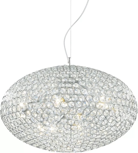 Lustra tip pendul Lux Orion, 8 lumini, metal/cristal, transparent, 50 cm