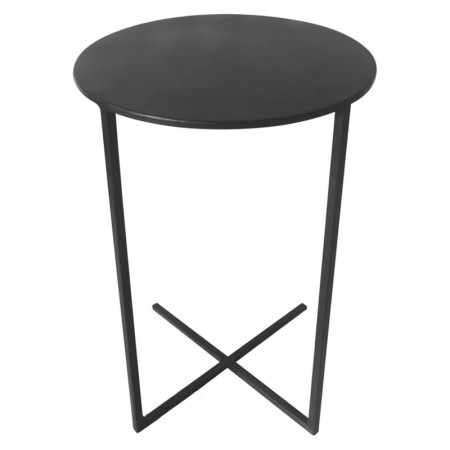 Masa laterala Xavi Lesli, metal, negru, 35 x 60 cm