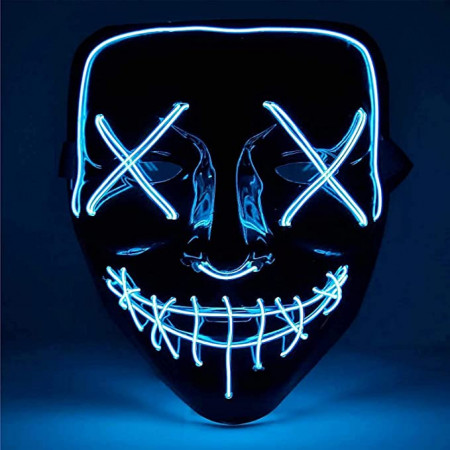 Masca pentru Halloween Sugoo, LED, PVC, negru