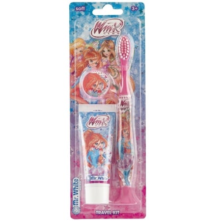 Mr.White WINX Set Periuta dinti cu ventuza si Pasta de dinti copii +3 ani Aroma Capsuni 25ml Disney