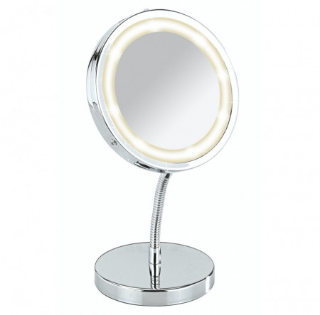 Oglinda cosmetica cu lumina LED crom, argintiu, 27 x 15 x 12 cm - Img 1