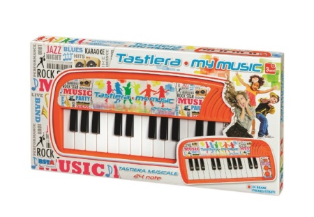 Orga muzicala pentru copii cu 24 de taste si note muzicale RS Toys, include 24 melodii presetate, buton ON/OFF