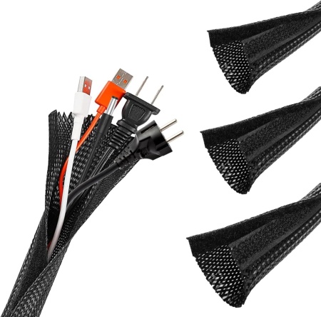 Organizator pentru cabluri Yuanyuu, polietilena, negru, 9,5 x 150 cm