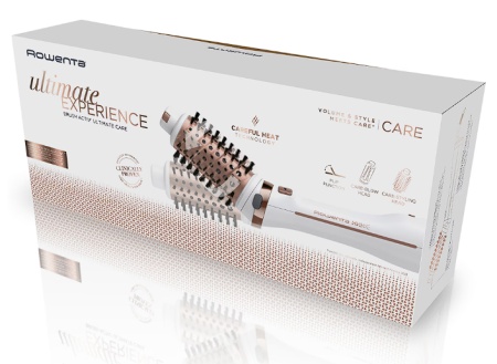 Perie rotativa cu aer cald Rowenta Brush Activ Ultimate Care CF9720F0, tehnologie Careful Heat, invelis quart ceramic si tehnologie Ionic Booster, design compact si ergonomic, 3 trepte de temperatura/viteza, Resigilat, Grad A
