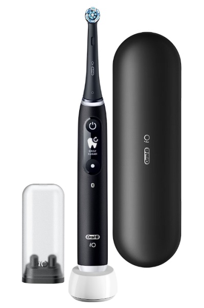 Periuta de dinti electrica Oral-B iO6 cu Tehnologie Magnetica si Micro-Vibratii, Inteligenta artificiala, Display led interactiv, Senzor de presiune Smart, Timer vizibil, 5 moduri, 1 capat, Trusa de calatorie, Negru, Resigilat, Grad A - Img 1