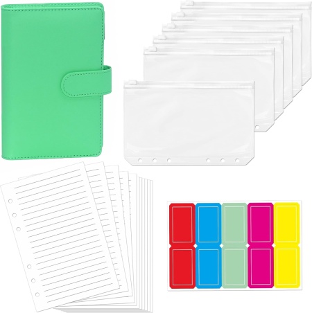 Set planificator cu 40 pagini, 6 pungi cu fermoar si 10 autocolante Vantasii, hartie/plastic/piele PU, multicolor