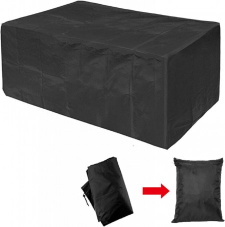 Protectie impermeabila rezistenta la vant si UV pentru mobilier de gradina AISENPARTS, tesatura oxford, negru, 270 x 180 x 89 cm - Img 1