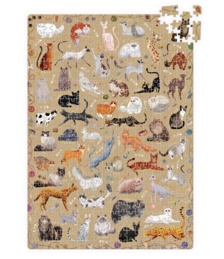 Puzzle pentru copii educational, Banana Panda Puzzlove Cats, 500 piese, rase pisici, format mare 68 x 48 cm