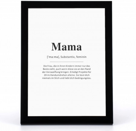 Rama foto cu mesaj pentru mama Dekorahmen, alb/negru, lemn/hartie/plastic, 23,1 x 31,8 cm