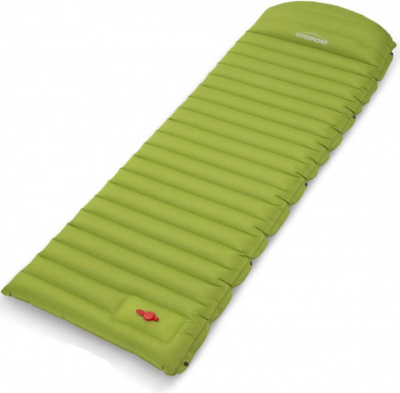 Saltea de camping pneumatica Overmont, poliester/PVC, verde, 60 x 190 x 12 cm - Img 1